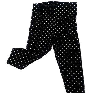 George Toddler Girl Black Leggings with Silver Heart Print Size 18M + Free Tutu